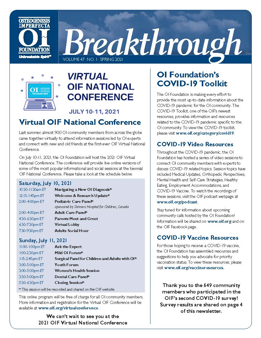 OIF Breakthrough Newsletter: Spring 2021