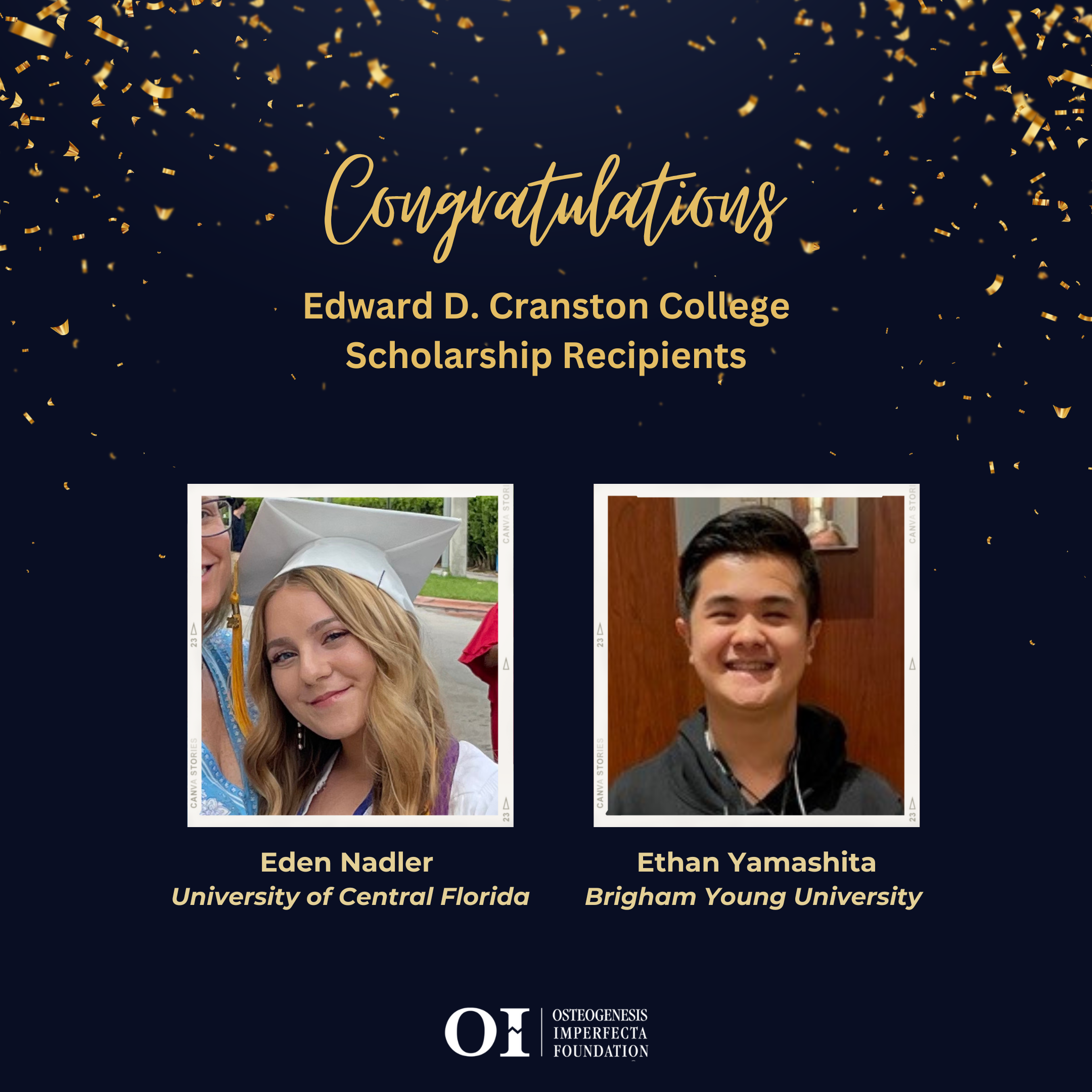 Congratulations to the first-year recipients of the Edward D. Cranston College Scholarship!